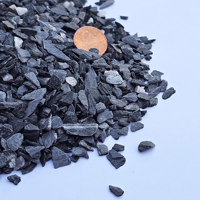 Small World Slate & Stone Aquarium Gravel - Natural Small Scale Substrate for Aquascaping Planted, Freshwater and Saltwater Tanks - Deep Grey/Black- Size 1/8"-1/4" (6 lbs)