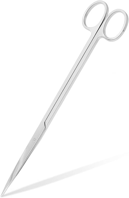 Mandala Crafts 12 Inches Silver Stainless Steel Straight Aquarium Scissors for Trimming Aquatic Plants – Long Aquascape Scissors for Fish Tanks, Hospital Tanks, Goldfish Bowls, and Terrariums