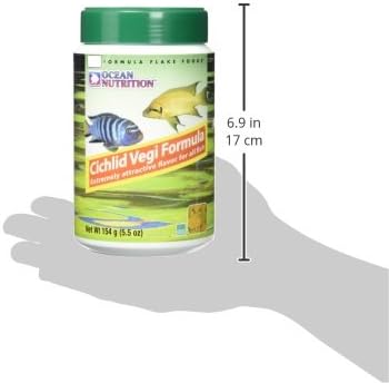 Ocean Nutrition Cichlid Vegi Formula Flake Fish Food - Natural Ingredient Fish Food Flakes for All Fish - Supports Health & Coloration, Does Not Cloud Water, Made in USA, 5.5 oz (154 g)