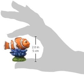 Penn-Plax Finding Nemo on Coral Ornament - Mini Aquarium Decor for Small Freshwater and Saltwater Tanks or Bowls - Durable Fish-Safe Resin Coral Design - Easy to Clean, 2-Inch