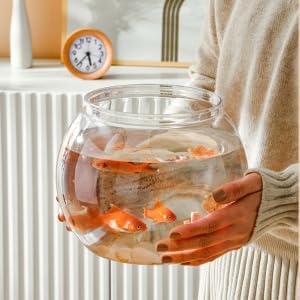Transparent Fish Bowl, Fish Breeding Box Plastic Fish Bowls Round Aquarium Multipurpose Small Round Fish Tank for Desk Bookcase Decoration