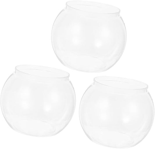 Beaupretty Shatterproof Fish Bowl 3pcs Plastic Fish Bowls Round Clear Aquarium Fish Keeper Vase Pot Goldfish Bowl Hydroponic Plant Container for Wedding Christmas Holiday