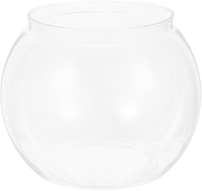 Angoily Transparent Plastic Fish Bowl 5.11 Inch Small Round Aquarium Tank for Goldfish Desktop Office Home Decoration Portable Small Aquarium