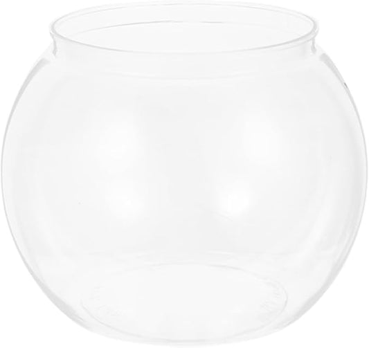 Angoily Transparent Plastic Fish Bowl 5.11 Inch Small Round Aquarium Tank for Goldfish Desktop Office Home Decoration Portable Small Aquarium