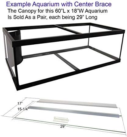 Glass Canopy for Aquariums with and Without Center Braces, 10 Gallon to 200 Gallon Aquariums (Tank with Center Brace, 60" L x 18" W)