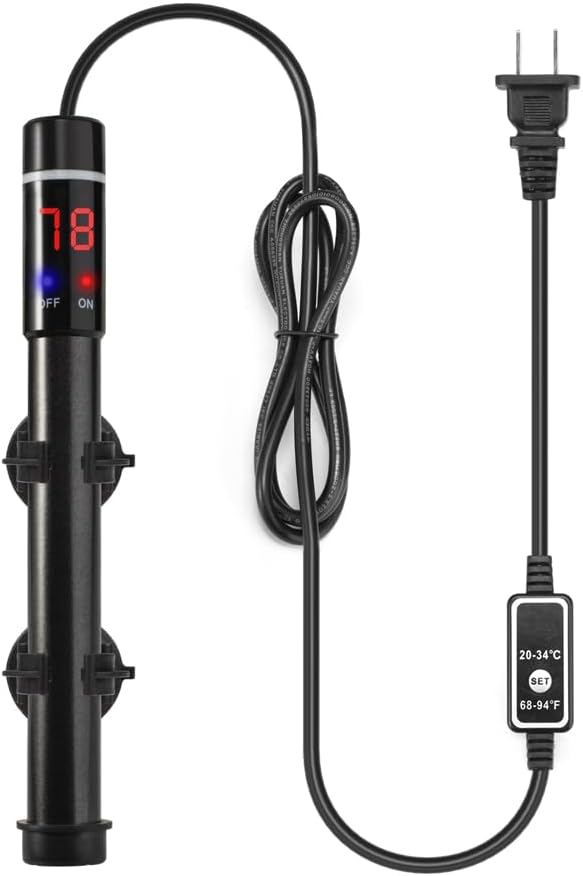 DaToo Submersible Aquarium Heater 100W Titanium Alloy Fish Tank Heater 100 Watt External Temperature Control Thermostat with Digital LED Temperature Display for Salt and Fresh Water