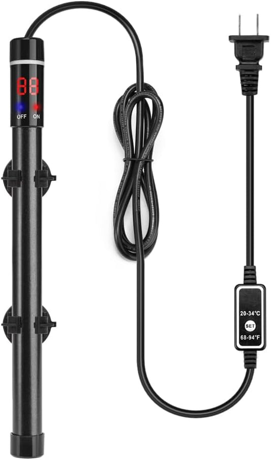 DaToo Submersible Aquarium Heater 500W Titanium Alloy Fish Tank Heater 500 Watt External Temperature Control Thermostat with Digital LED Temperature Display for Salt and Fresh Water