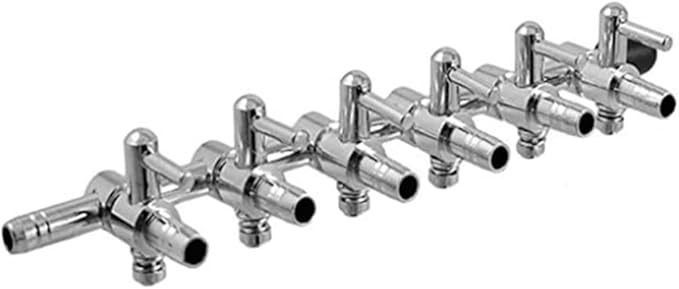 Aquarium Air Valve 6 Way Inline Manifold Air Flow Pump Tubing Splitter Lever Control Valve 2-Pack