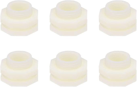 uxcell ABS Bulkhead Tank Fitting Adapter for Rain Bucket Aquariums Water Tanks Ponds G1/2 Female 6Pcs