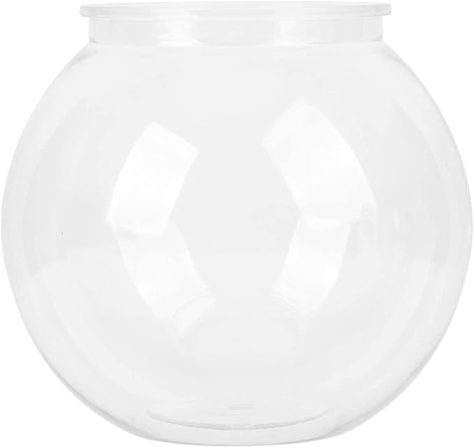 Plastic Round Fish Bowl, Mini Plastic Fish Bowls Heavy Duty Plastic Round Fish Bowl Small Round Fish for Desk Bookcase Decorations (S)