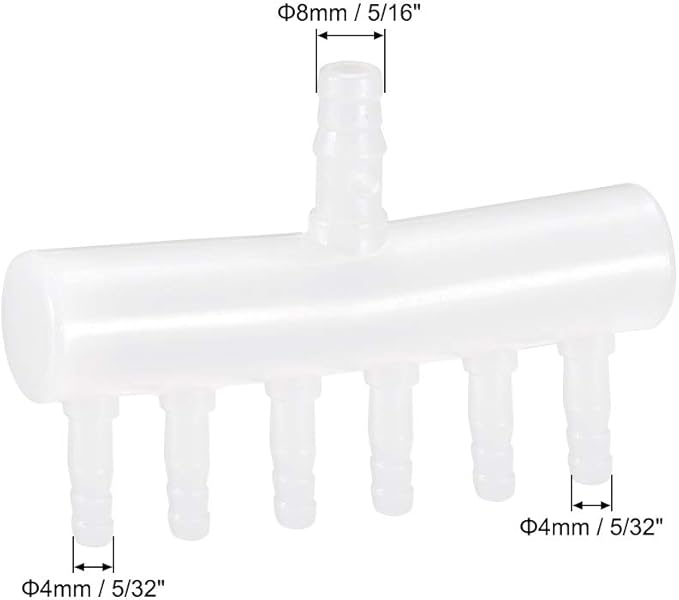 uxcell 8mm to 4mm 6 Way Aquarium Air Line Tubing Splitter Connector Fish Tank Plastic Air Flow Divider Oxygen Splitter Lever Valve