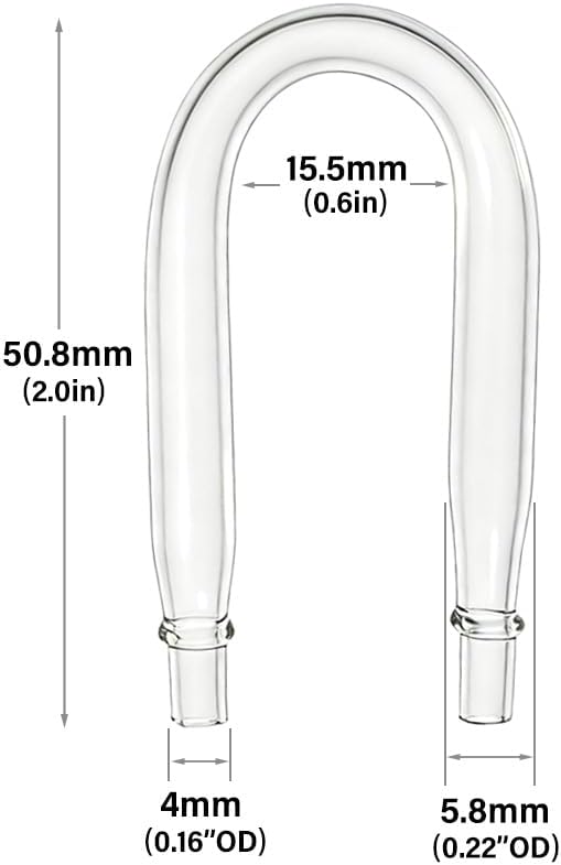LINLAN 2-Piece Aquarium Glass U-Tube Connector, Anti-Kink Design,for 5/16 inch (4mm) ID Air Hose,Fits Air Pumps & CO2 Diffusers，Accessory for Rimless Aquariums