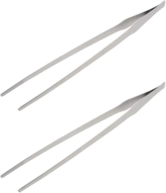 Utoolmart Aquarium Plant Tweezer, Stainless Steel Straight Tweezer, Aquarium Tweezers Extra Long 38cm, for Fish Tank Plant Aquascape Tools, Feeding Tongs, 2 Pcs