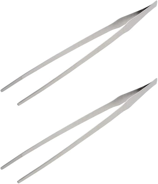 Utoolmart Aquarium Plant Tweezer, Stainless Steel Straight Tweezer, Aquarium Tweezers Extra Long 38cm, for Fish Tank Plant Aquascape Tools, Feeding Tongs, 2 Pcs