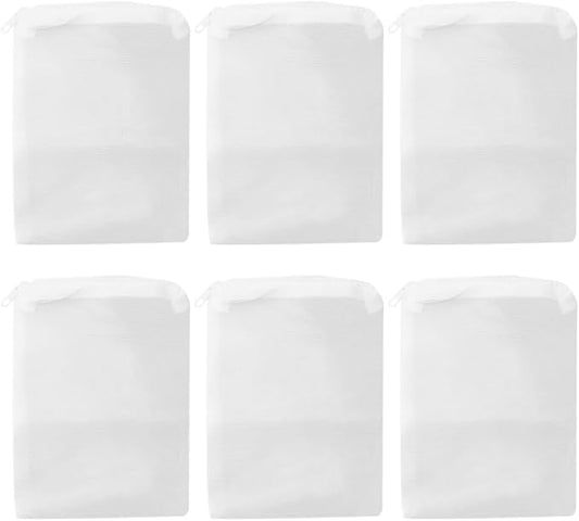GSHLLO 6 Pcs 100 Micron Aquarium Nylon Filter Media Bags Fish Tank Fine Mesh Bags Pond Filtration Bag Activated Carbon Filter Pouch Water Pump Cover Accessories with Plastic Zipper 6 x 10 cm