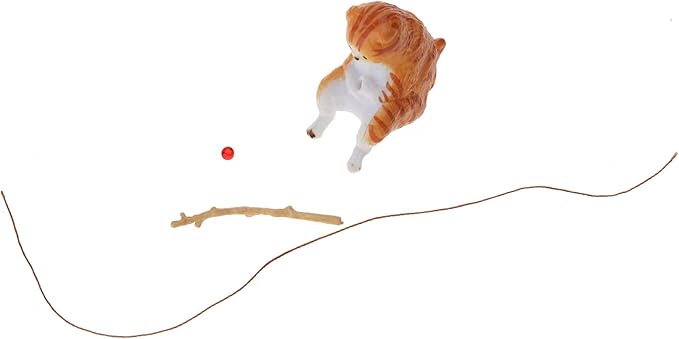 Yuly Fishing Cat Ornaments Mini Resin Figurine Cartoon Cat Statue for Home Office Aquarium Decoration