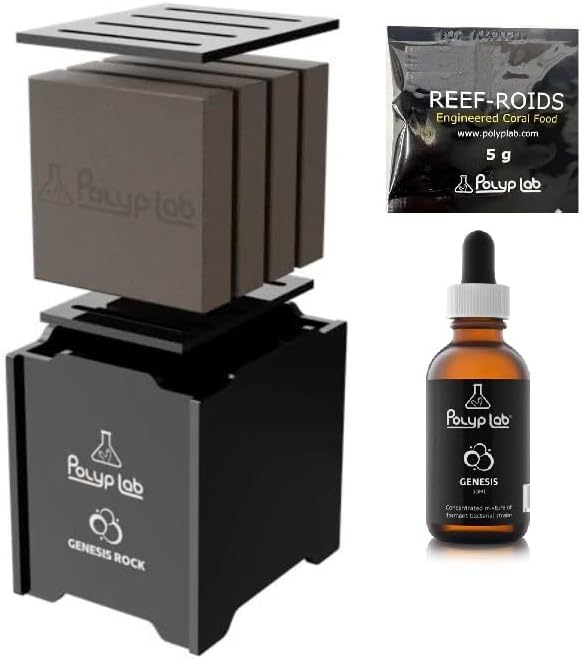 Polyp Lab Genesis Rock Power Power Rack Aquarium Fish Food (Rack + 4 Genesis + 50ml Genesis)