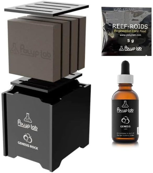 Polyp Lab Genesis Rock Power Power Rack Aquarium Fish Food (Rack + 4 Genesis + 50ml Genesis)