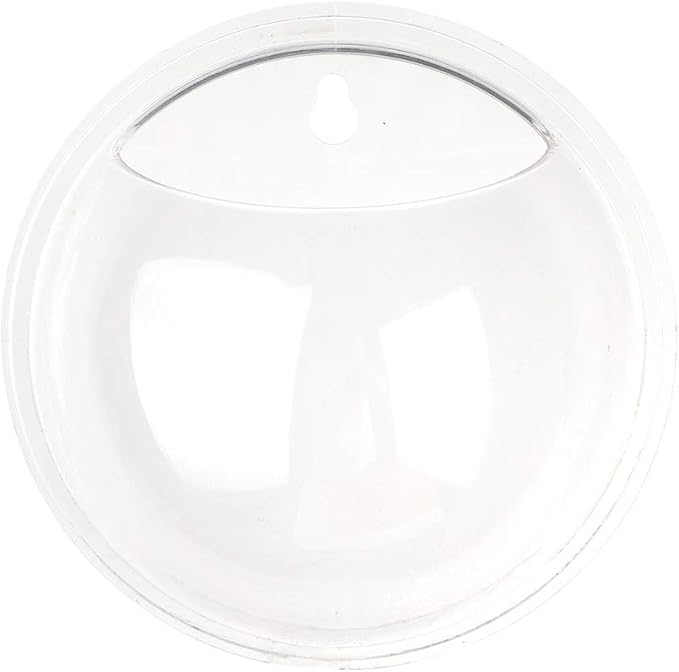 UNIE 2 PCS 6 Inch Wall Mounted Fish Tank Round Transparent Fish Bowl Plastic Aquarium for Flowers and Plants Decor