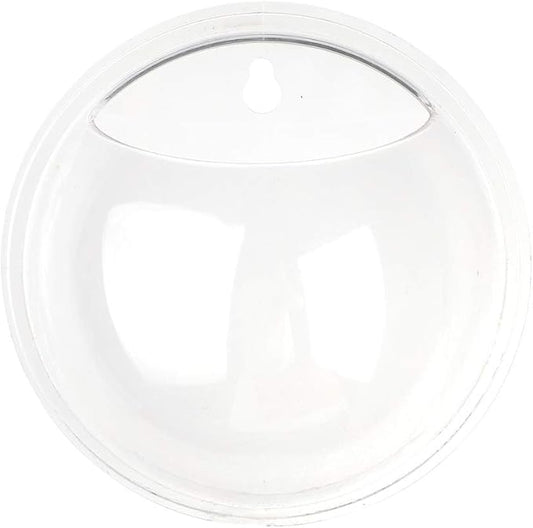 UNIE 2 PCS 6 Inch Wall Mounted Fish Tank Round Transparent Fish Bowl Plastic Aquarium for Flowers and Plants Decor