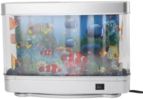 Aquarium Mood Night Light with LED Lights and Moving Background, Fake Artificial Aquarium Decorative Lamp, Mock Fish Lamp for Desk, Living Room