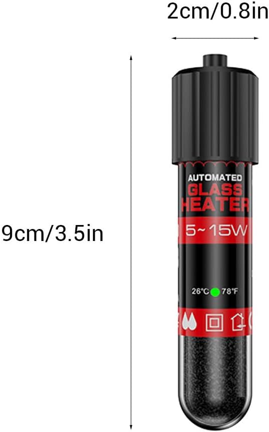 DONGKER Small Aquarium Heater,5W/10W/15W Mini Fish Tank Heater Constant Temperature 78℉(26℃) with Overheating Protection for 1-2 Gal Tanks