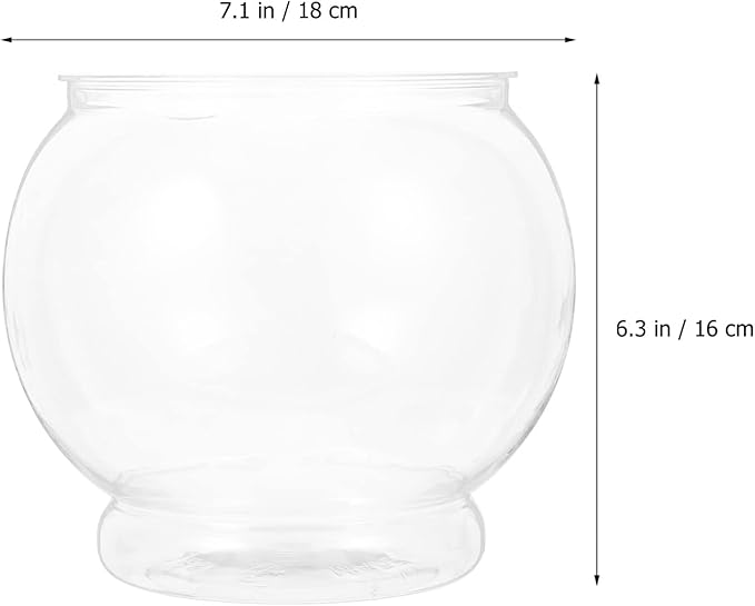 Balacoo Fish Bowl Plastic Transparent Round Fish Tank Desktop Small Aquarium Clear Bubble Bowl Goldfish Turtle Tank Hydroponic Planter Container