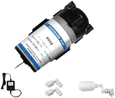 Aquarium Reverse Osmosis 50 GPD RO Booster Pump + Electronic Float Valve, 2 Connect Fittings - 1/4 OD x 3/8 MIP Elbow