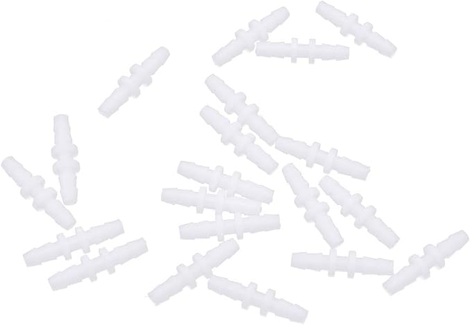 Treedix 20pcs Aquarium Air Valve Connector White Plastic Inline Tubing, Compatible with 2mm ID x 4mm OD Tube