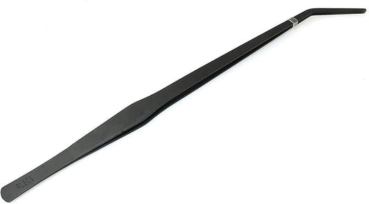 RLECS 15 inch Aquarium Tweezers Non-Slip Stainless Steel Curved Tweezer with Carbonation Protection Coating Fish Tank Cleaner Aquarium Accessories, Black