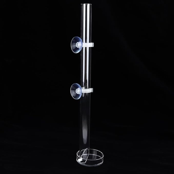 9.84inch Acrylic Aquarium Feeder with Tray Transparent Fish Tank Feeding Tube Leak-Proof Design with Suction Cups for Shrimp and Fish