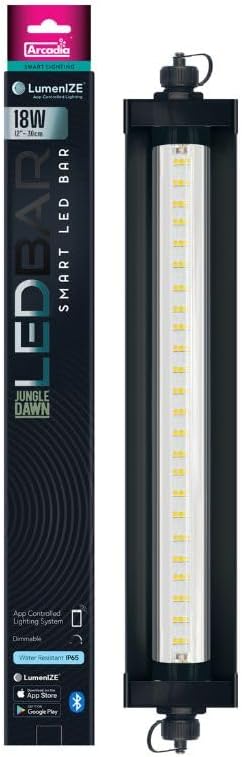 Arcadia LumenIZE Jungle Dawn LED Bar 12" Long 18 Watts High Lumen Output – Smart LED Light Bars for Indoor Reptiles Terrariums, Plants and Bioactive Setups, Long Lasting Easy to Use Natural Lighting