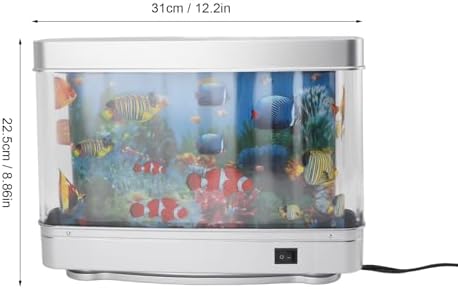 Aquarium Mood Night Light with LED Lights and Moving Background, Fake Artificial Aquarium Decorative Lamp, Mock Fish Lamp for Desk, Living Room
