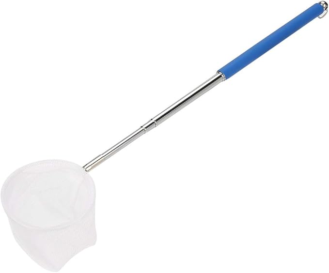 Fishing Net Expandable Fishing Net Mini Fishing Net Adjustable Fish Net Aquarium Accessories Shrimp for Small Fish Insect(Blue, Round net)