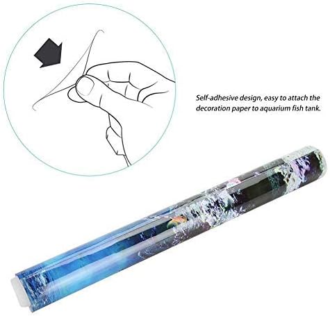 Fdit Aquarium Background Poster Fish Backdrop PVC Adhesive Underwater Decor Paper Cling Decals Sticker 122 x 50cm