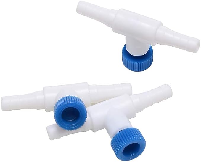 ALEGI Aquarium Control Valves for Aquarium Air Pump Single Way Plastic Air Flow Control Regulator for 3/16" ID Tubing 12 Pack (White & Blue)