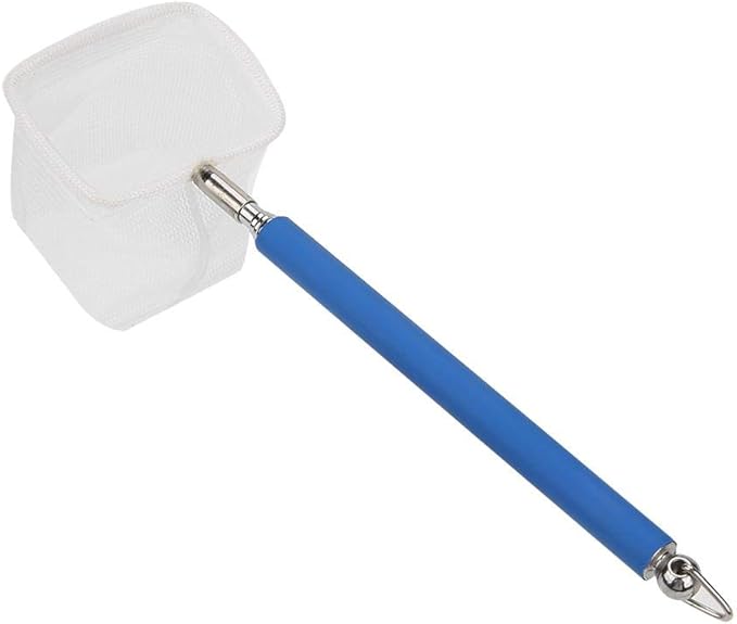 Fdit Adjustable Mini Fishing Net Pole for Aquarium Shrimp 20-57.5cm Expandable (Blue)