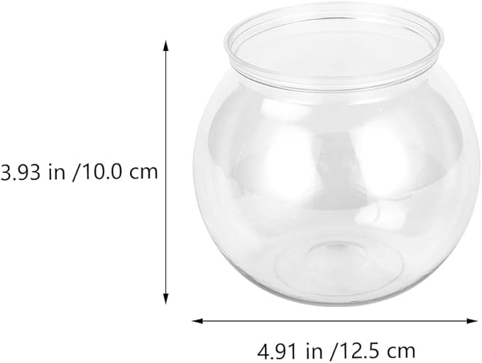2 Pcs Plastic Fish Bowl - Transparent Mini Aquarium Tank Bowl, Small Goldfish Tanks, Round Vase Flower Plant Pot for Home Table Decoration