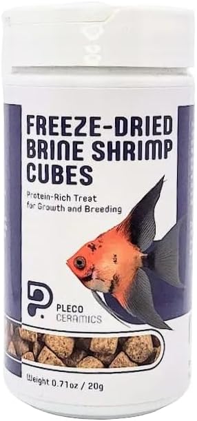 Plecoceramics Freeze-Dried Brine Shrimp Cubes Protein-Rich Fish Food for Tropical & Aquarium Fish – Conditioning Feed for Growth, Color Enhancement & Breeding (0.7 oz / 20 g)