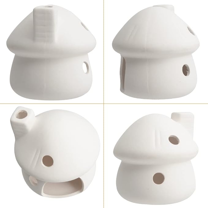 Aquarium Decor Ceramic Mushroom House Ornament Fish Tank Landscape Decoration Pottery Hide Cave Habitat Hut Small Shrimp for Goldfishes to Rest Breed Hiding (White)