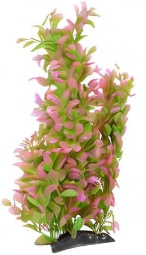 CNZ Aquarium Plastic Plant Decoration w Ceramic Base Medium 14.5-inch, Green Beauty