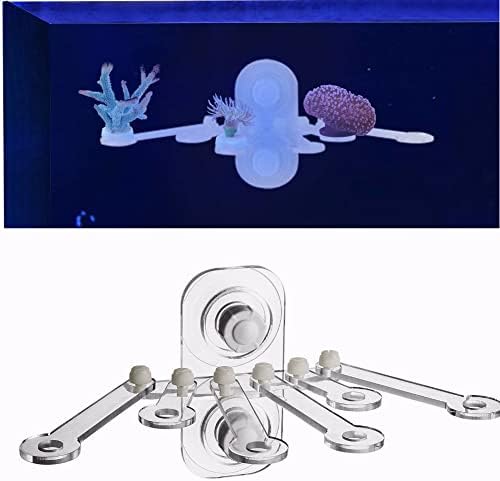 Pssopp Acrylic Aquarium Rack, Transparent Fish Bracket Holder Frag Plugs Rack Live Fish Suction Cup Stand with Six Claw