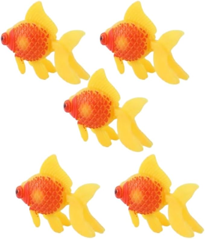 5 Pack Gold,Orange Artificial Aquarium Fishes Fake Fish Plastic Fish Aquarium Moving Fishes Ornament Decoration Orange Goldfish for Aquarium Fish Tank Aquarium Décor Thematic Ornaments,Aquarium Décor