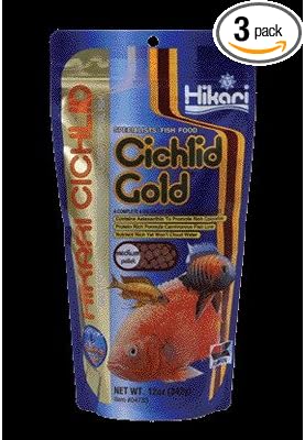 Cichlids Gold Sinking Pellet Fish Food [Set of 3] Size: Medium (3.5 Ounces)
