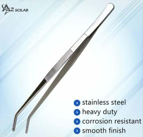 A2Z-Aquascaping Maintenance Tools Accessories,Anti-Rust Stainless Steel Tweezers Scissors Spatula for Aquarium Tank Clean, Fish Tank, Bonsai, Algae Scrapers (12" Serrated Tweezers - Angled)