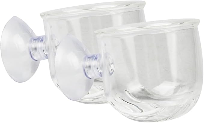 BESPORTBLE 2-piece Glass Feeding Cup for Fresh Saltwater Aquariums Fish Feeder Suction Cup Ideal for Brine Shrimp Eggs Aquarium Equipment Supplies Size s