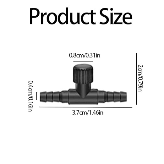 30 Pcs Aquarium Air Control Valves, Black T-Shaped Single Way Air Flow Regulators for Fish Tank Pump Systems, Adjustable Plastic Hose Connectors for 4mm Tubing