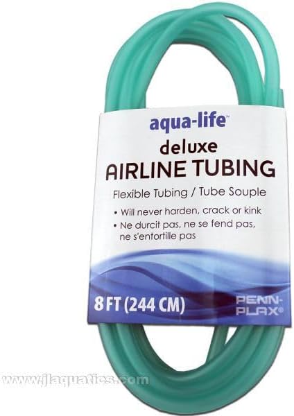 Penn-Plax Deluxe Airline Tubing for Aquariums – Made of Durable Silicone – Safe for Freshwater and Saltwater Fish Tanks – 8 Feet