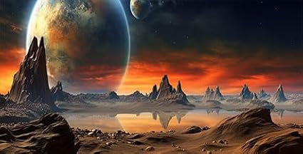 30X12IN Cosmic Aquarium Background, Cool Parallel Space Themed Fish Tank Background, Tropical Desert Terrarium Background with 8 EVA Double-Sided Tape