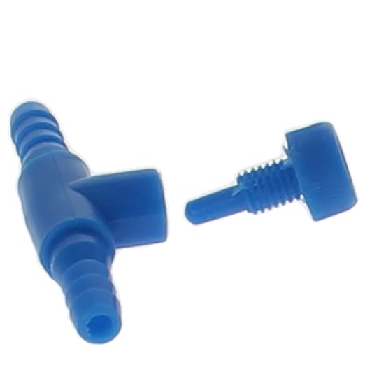 MroMax Aquarium 2 Way Air Line Plastic Regulator Connector for Fish Tank Pump 4mm/0.16", Blue 20 Pcs
